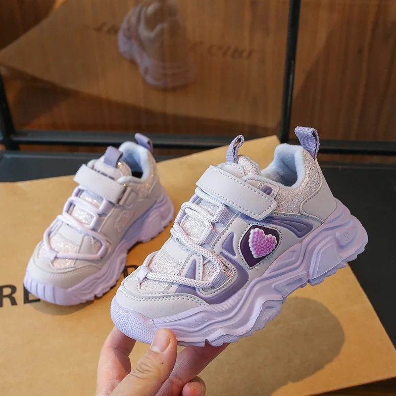 

2024 New Children Sneakers for Girls Versatile Shiny Pink Purple Spring Summer Kids Soft Breatheable Non-slip Boys Sport Shoes