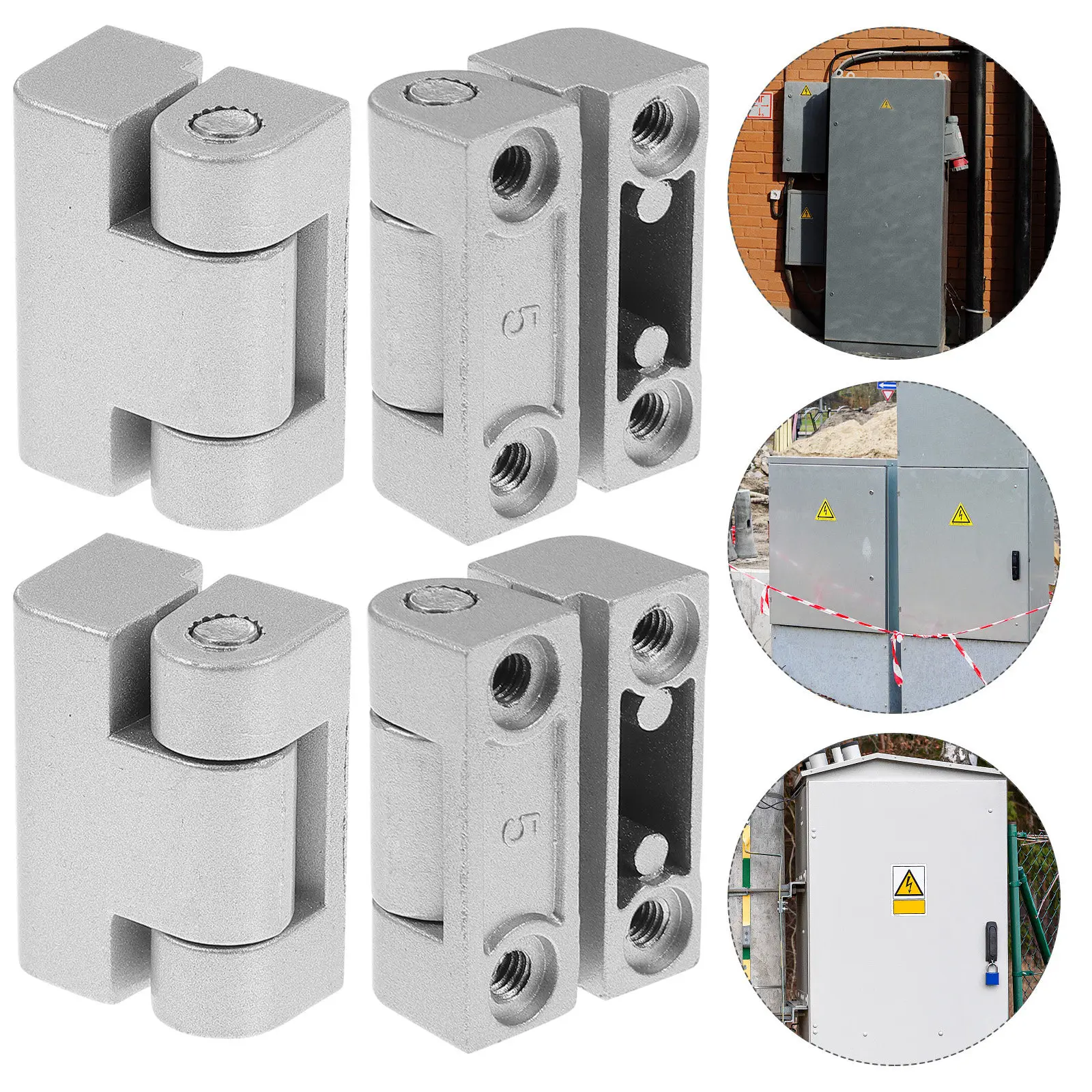 4Pcs Aluminum Alloy Damping Hinges Silver Cabinet Door Hinges Torque Stability Smooth Installation for Electrical Enclosure