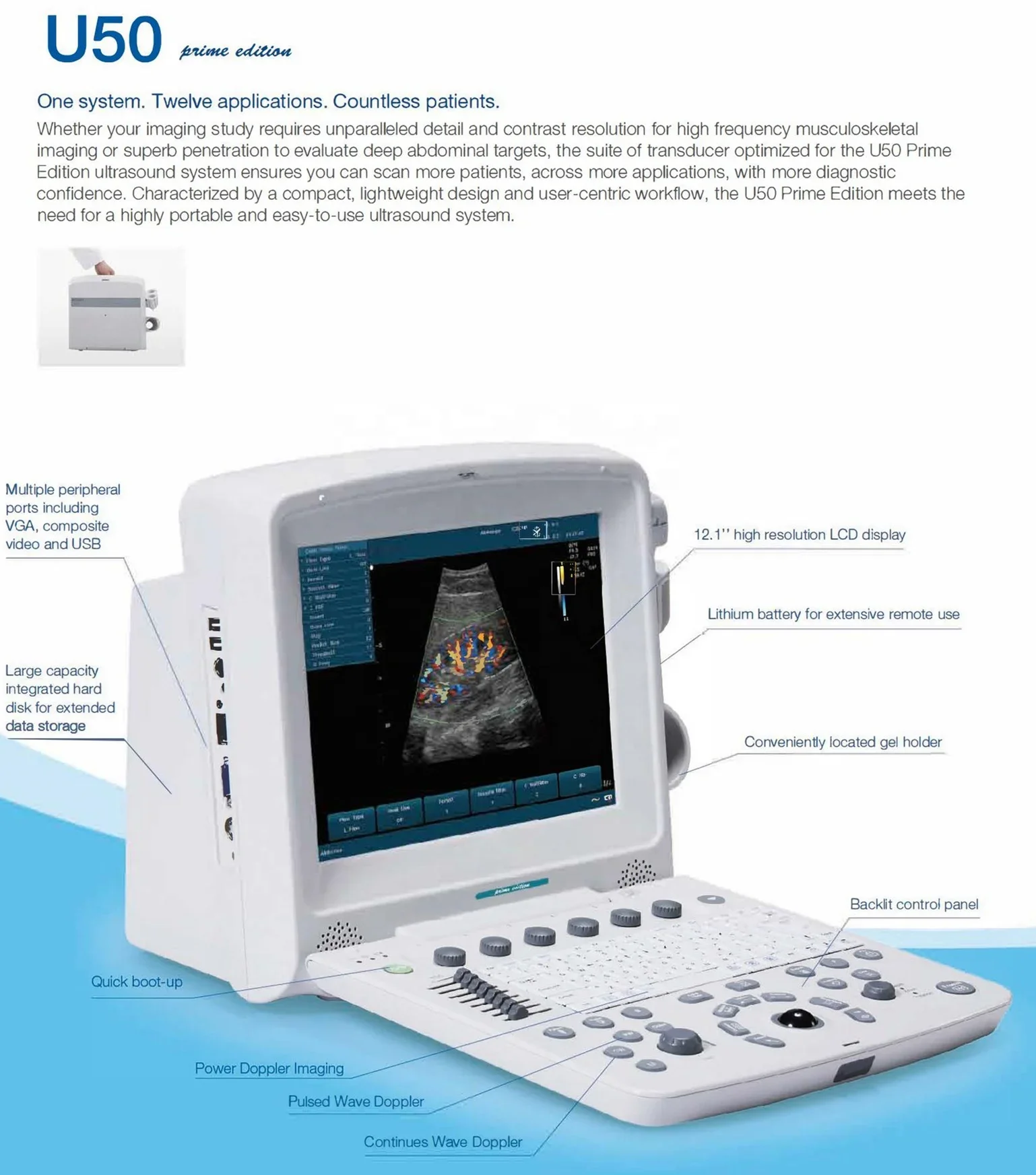 EDAN U50 Scanner Machine ecografo ultrasonido Laptop Color Doppler portable ultrasound price