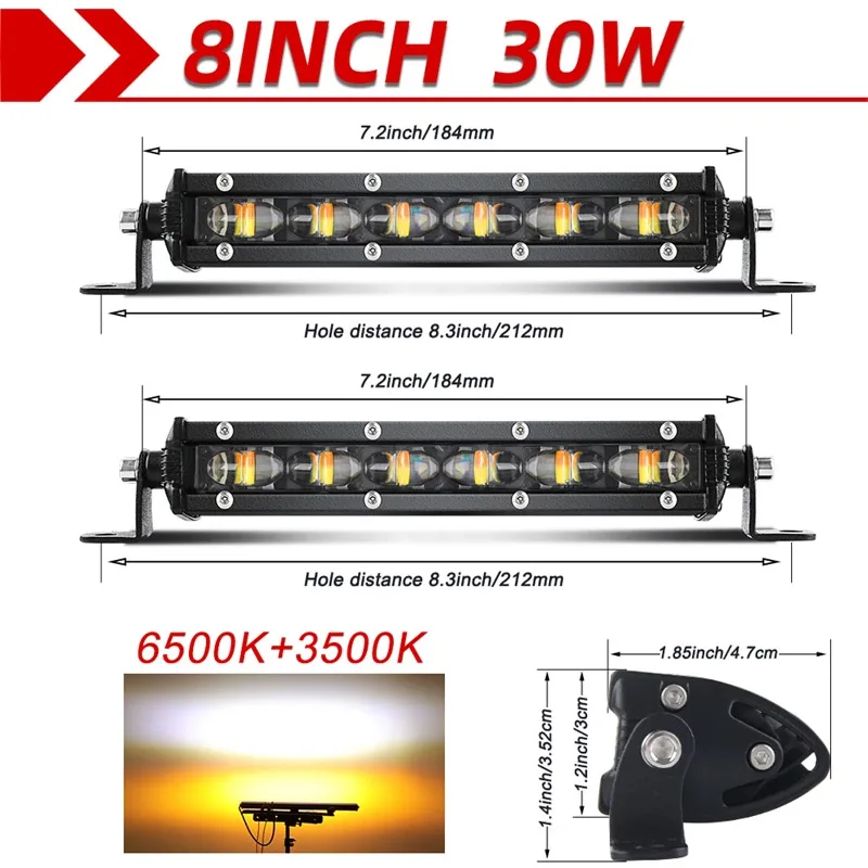 8" 14" 20" Super Slim Strobe Led Lichtleiste Combo Led Strahlen Offroad Led Arbeitslicht 12V 24V für ATV SUV