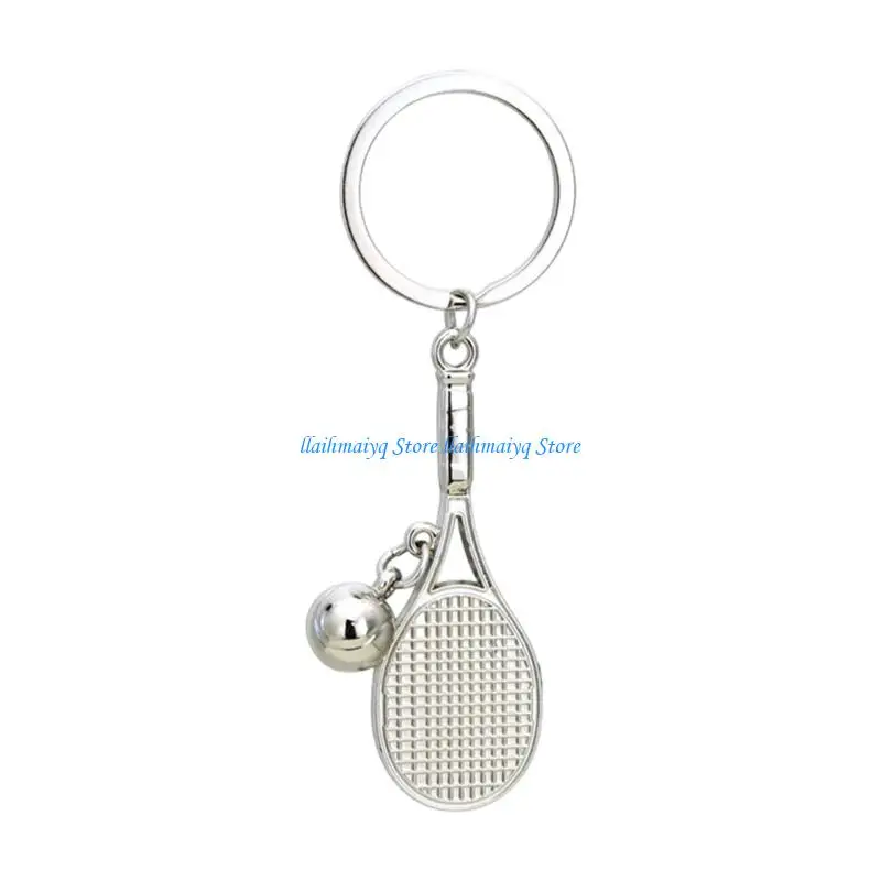 573B Tennis Inspired Keychain Vacuum Plated Finish Lasers Engraved Connector