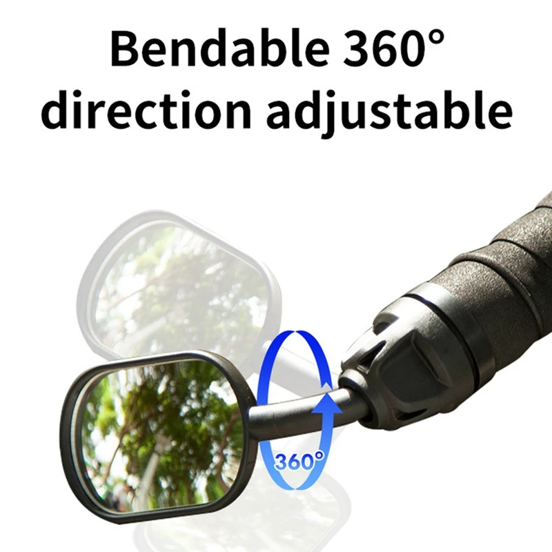 Bicycle Rearview Mirror 360 Degrees Adjustable Rotate MTB Road Mirror Cycling Handlebar Retractable Foldable Reflector Durable