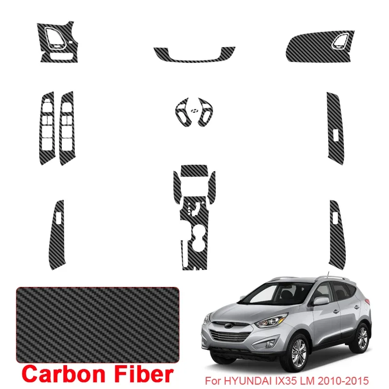 

Car Carbon Interior Sticker Window Lifting Panel Decal Gear Door Protective Film Accessory For Hyundai IX35 LM 2010-2015 LHD
