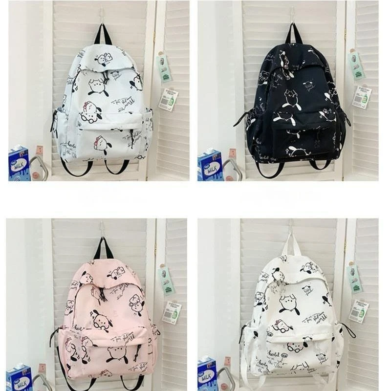 Sanrio Anime Pochacco Schoolbag Cute Teen School Students Girls Backpack High Capacity Waterproof Knapsack Leisure Travel Bag