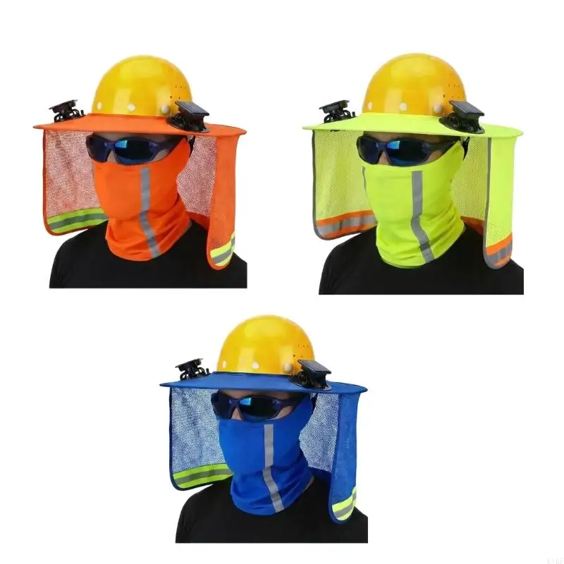 Solar Power Safety Hat with Build In USB Fan & Adjustable Sun Visors Breathable Hat for Outdoor Construction Workers K1KF
