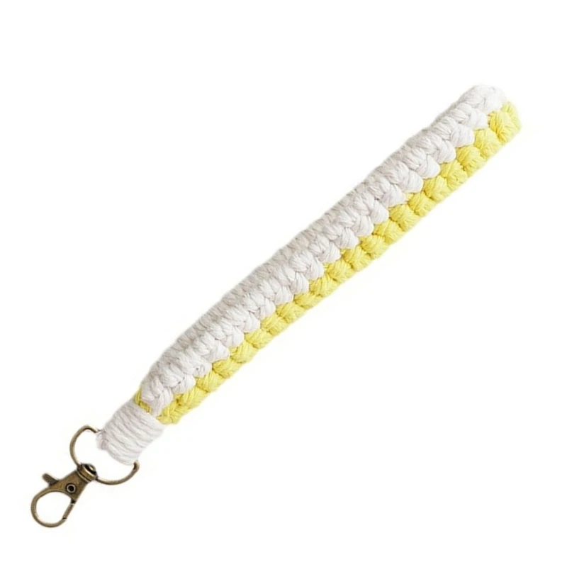 Y1UB Colorful Handmade Braided Cotton Rope Keychain Stylish Bag and Phone Decoration