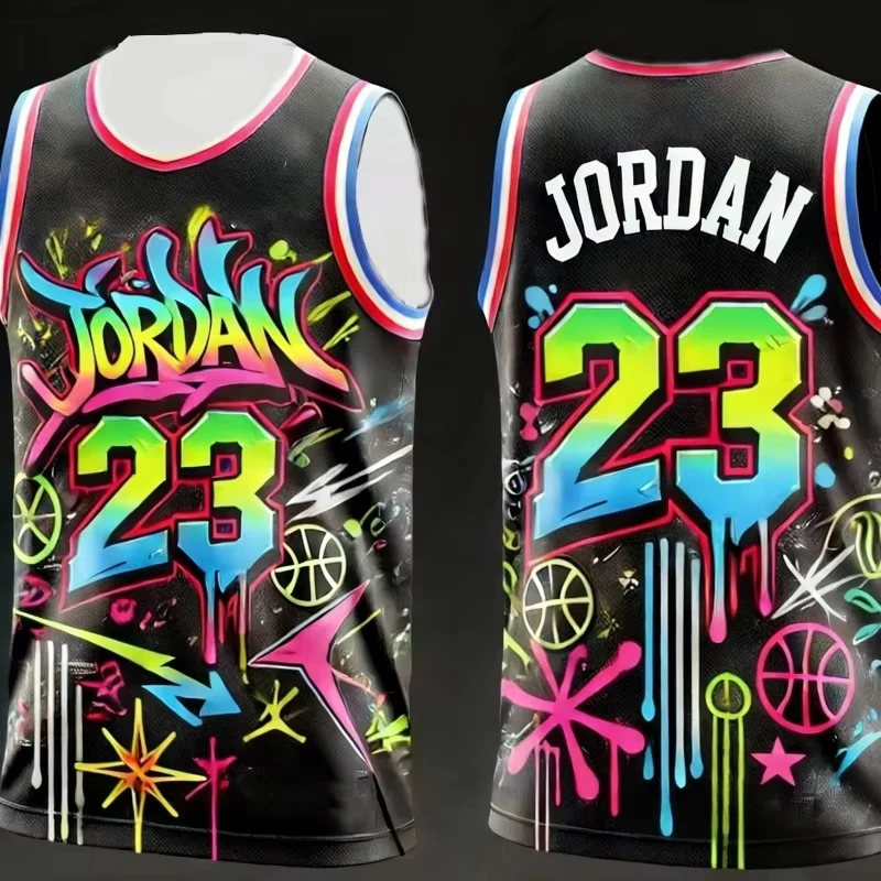 2026 New Arrivals Jordan Graffiti Hip-Hop Style Basketball Jersey Men Women Basketball Vest Fan Special Jersey Family Kids Tees