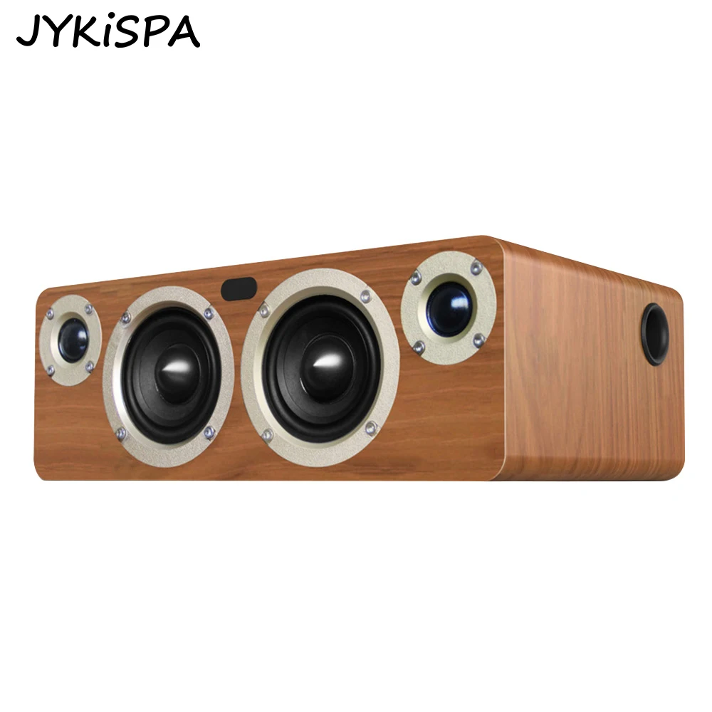 60W Wooden Wireless Bluetooth Portable Speaker with Coaxial/AUX Input Powerful Bass Soundbar for Quality Sound Subwoofer