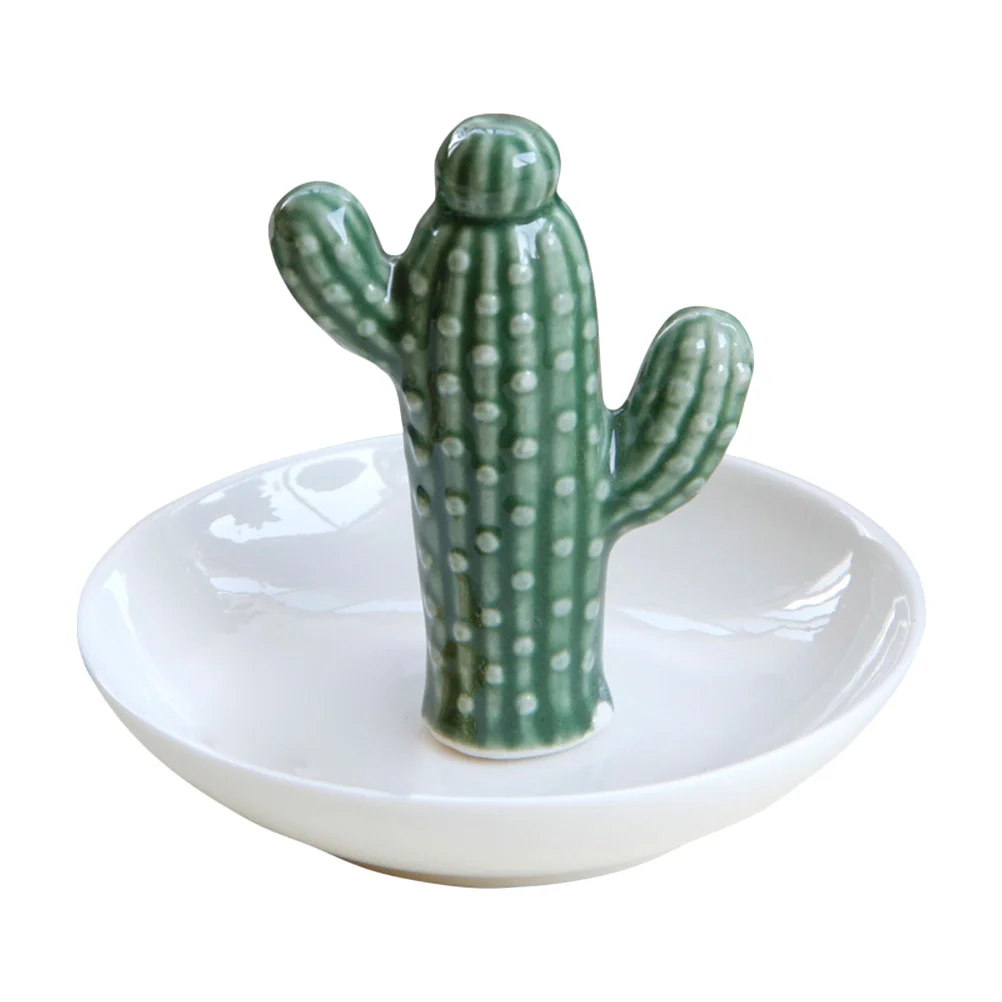 

Ceramic Cactus Jewelry Tray Holder Simple Ring Earring Dish Plate for Bracelet Necklace Perfume Bottles Home Decor Organizer