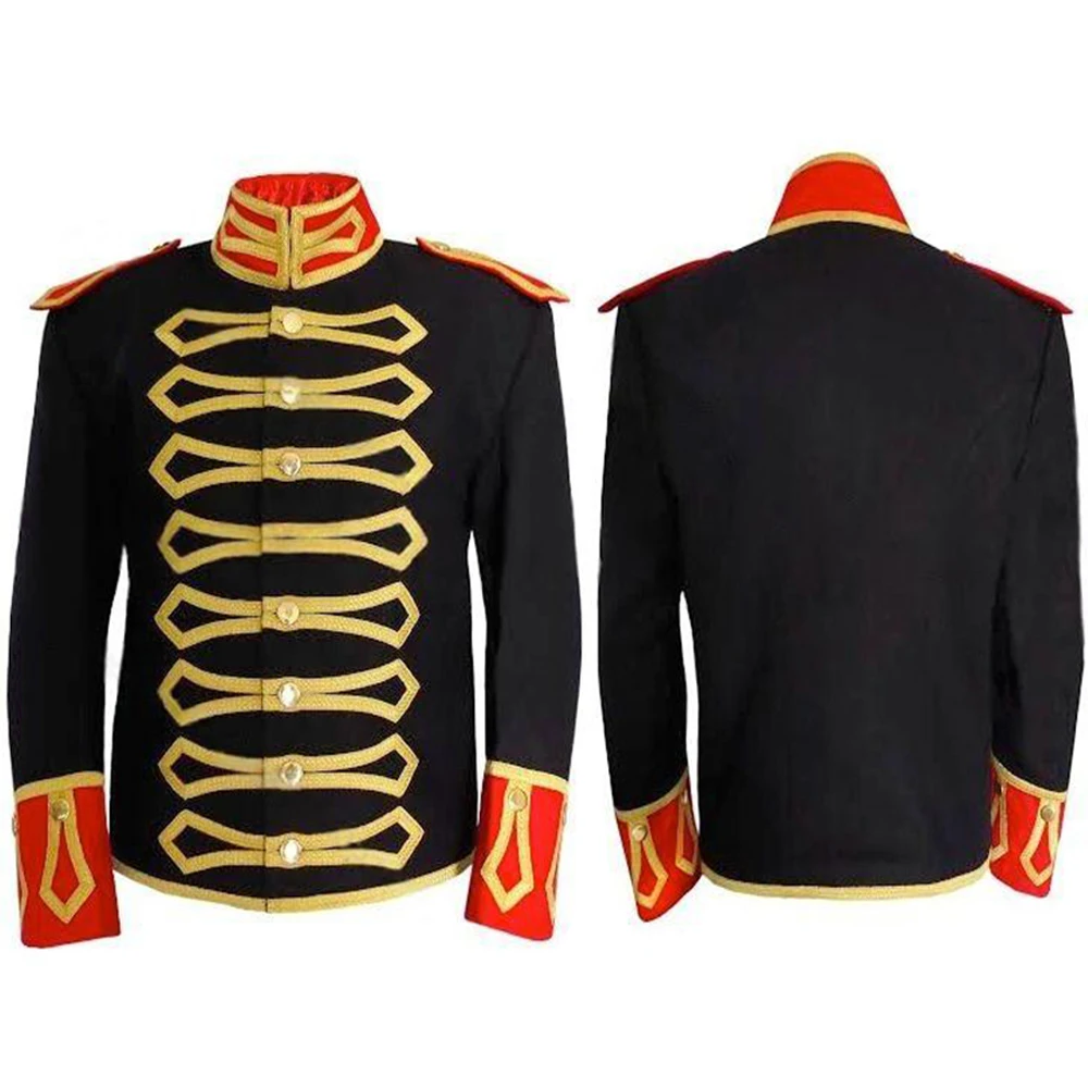 

Historical Napoleonic Gothic Officer Jacket Men's Civil War Military Hussar Uniform Victorian Colonial Royal Guard Parade Coat