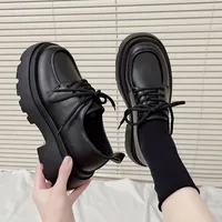 2023 Women Spring New Black Platform Flats Shoes Women Loafers Slip on Boat Shoes Designer Casual Leather Oxfords