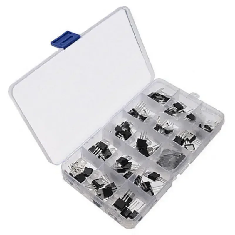 Components Accessories Replacement 50pcs Kit Voltage Regulator Transistor Transparent Box Assortment Electronic 10 values