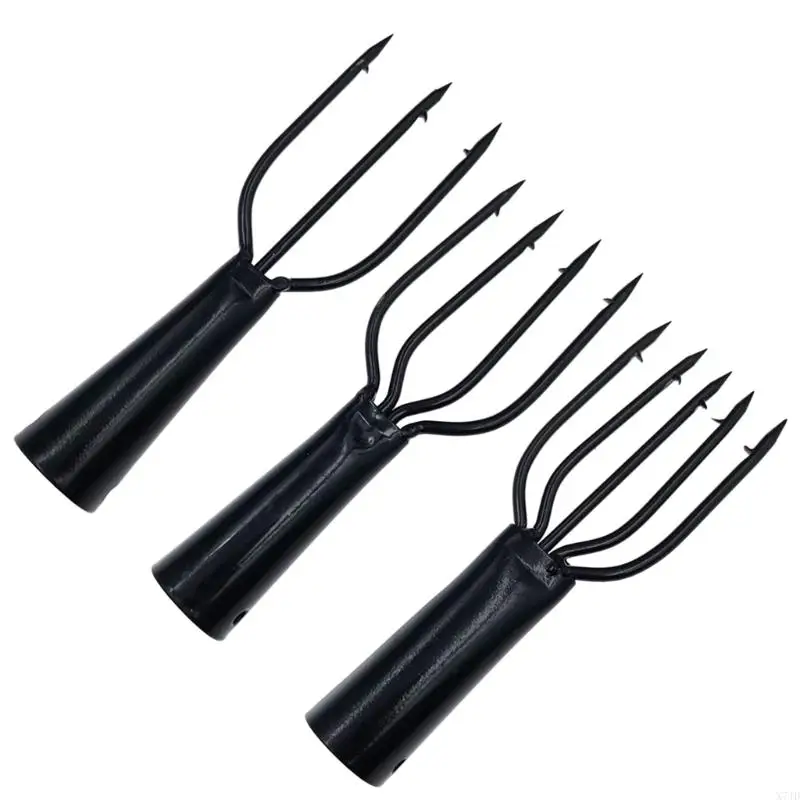 X7JD Fishing Forks Spring Steel Fishing Barbed Prong Rod Fishing Fork Fishing Gaffs Fishing Harpoons 3/4/5 Tooth Fish Rods