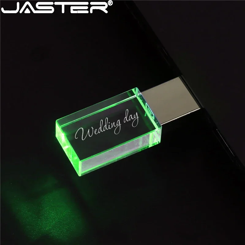 JASTER Colorful LED USB Flash Drive 32GB High Speed Writing Reading Memory Stick Light Premium 2.0 Pendrive 64G Free Custom LOGO