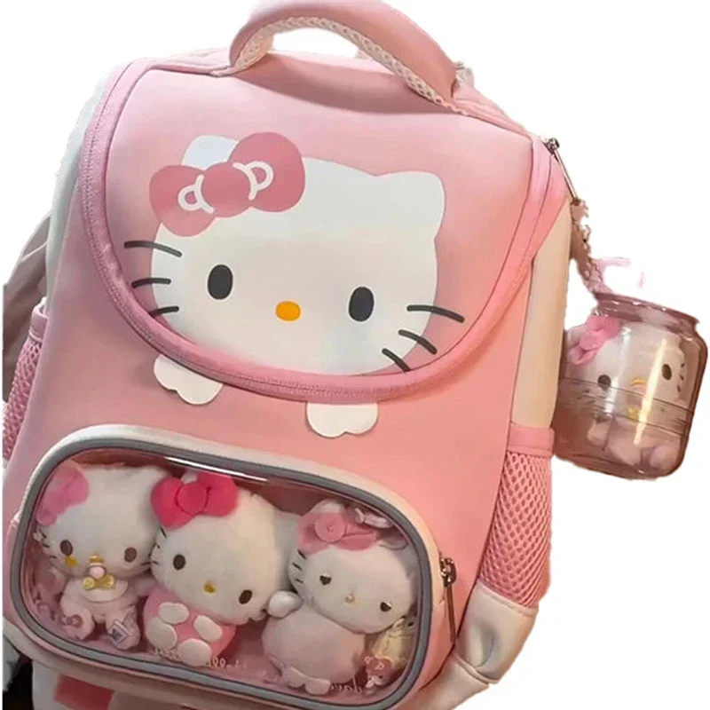 HelloKitty lindo estilo de dibujos animados niños y niñas Campus gran capacidad versátil mochila fresca dulce reducción de carga mochila