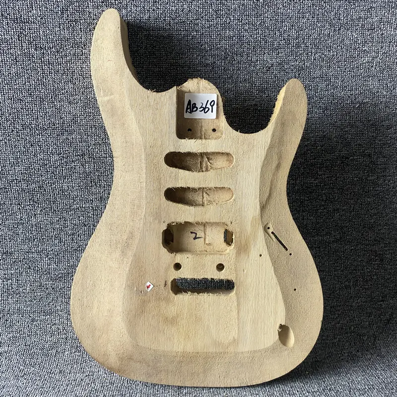 AB369 DIY Guitar Parts Unfinished Electric Guitar Body No Paints Solid Basswood SSH Pickups 2 Points Tremolo