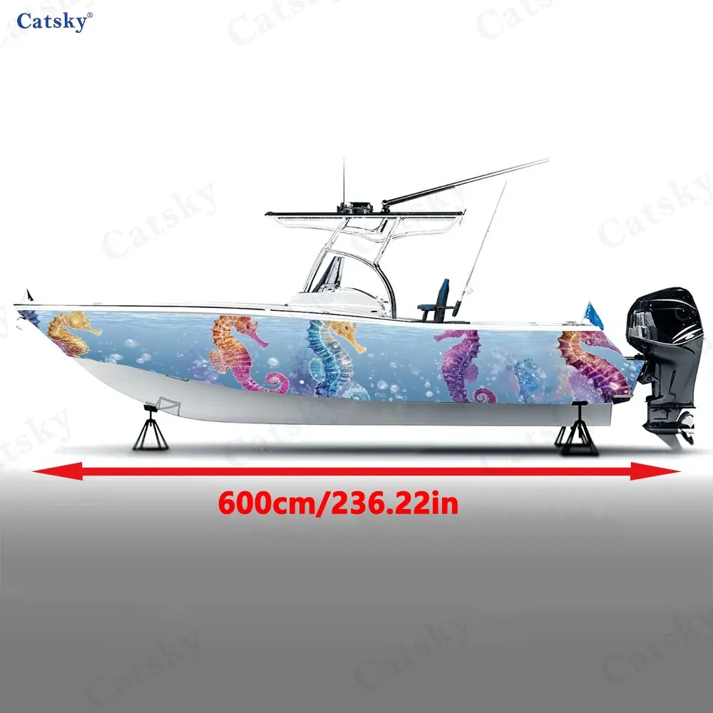 Dreamy Underwater Bubble Boat Stickers, PVC Waterproof Durable Vinyl Wrap Decals for Fishing Boats, Durable and Stylish Design