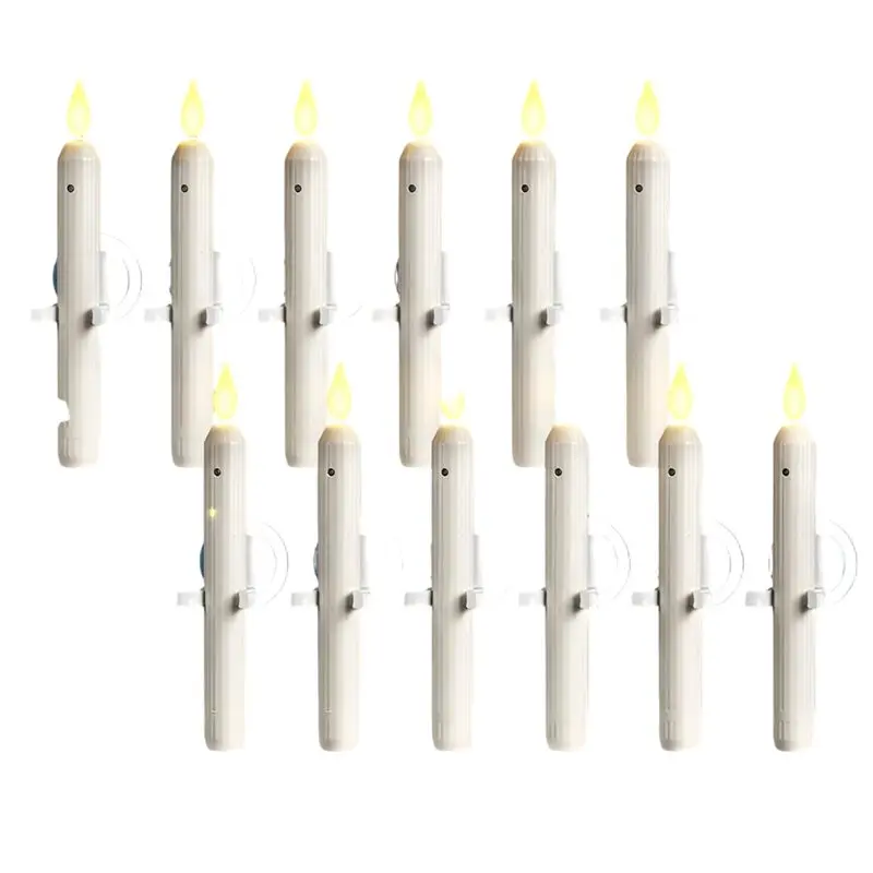 YANA50I Battery Operated LED Candlestick Window Candles 12 Sets With Sensor Dusk To Dawn Christmas Light Suction Cup Support