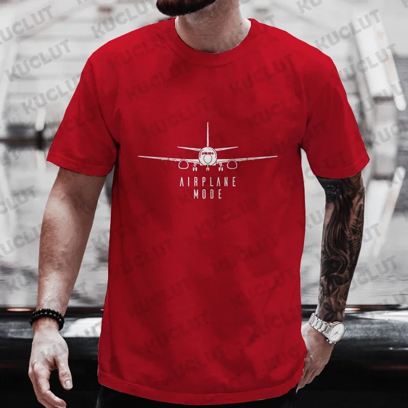 Shirts for Men Airplane Mode Travel T-shirts Traveler Vacation Tee Shirts Plane Pilot Tshirts Short Sleeve Clothing Men's Tops