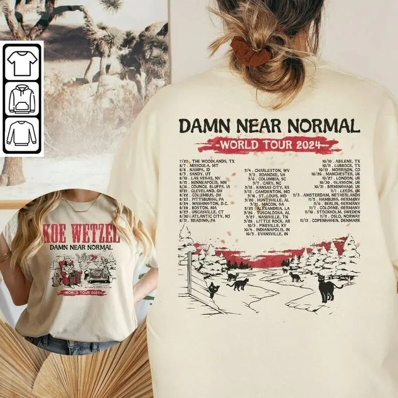 HOTTT HITT Blvckstyle Koe Wetzel Damn Near Normal World Tour 2024 Shirt