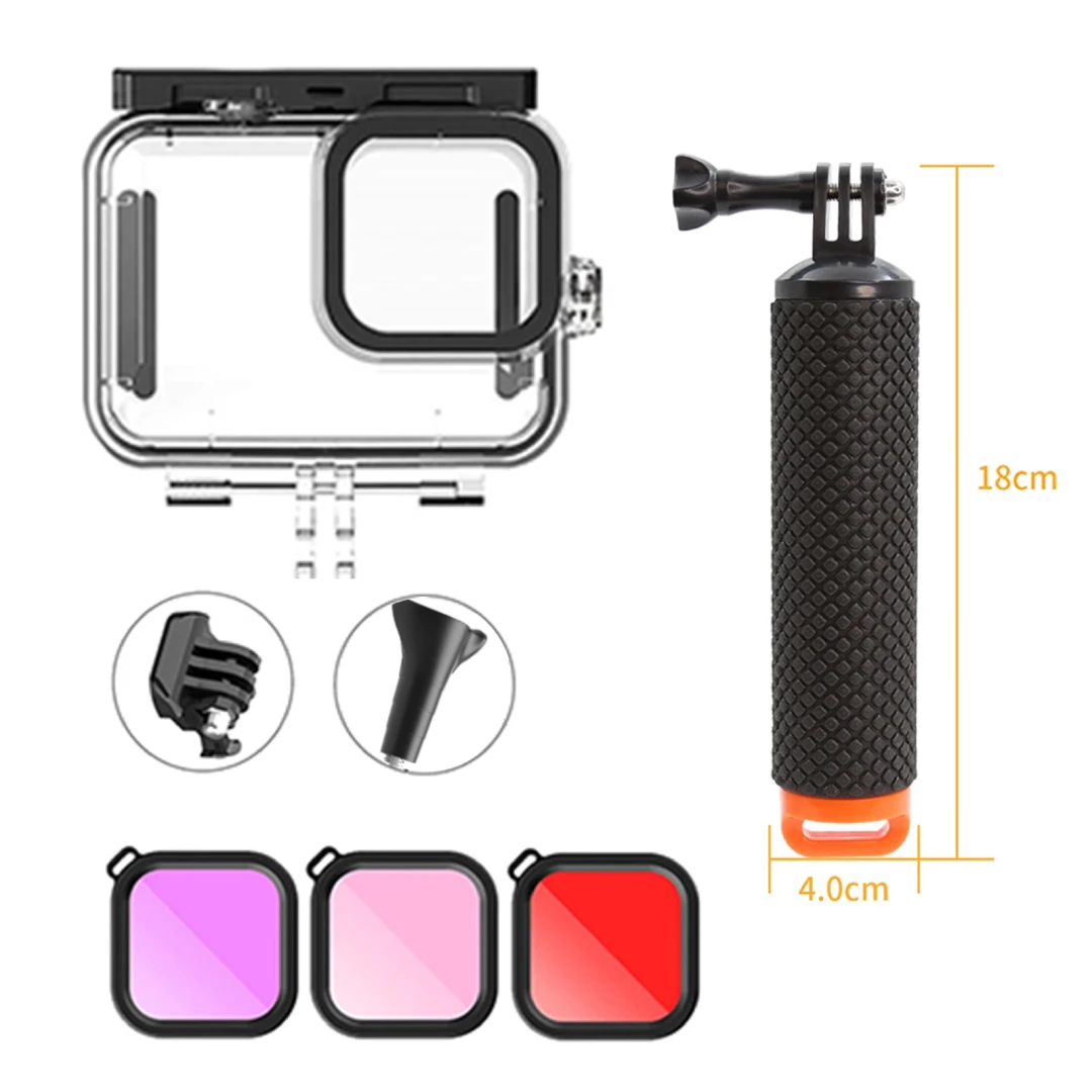 Waterproof Housing Case For Gopro 12 11 10 9 Diving Protective Cover Lens Filter Buoyancy Rod Action Camera Accessory