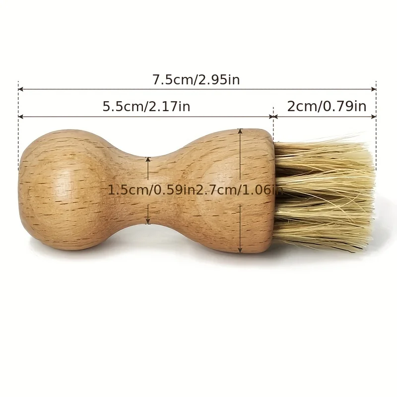 1pc/2pcs/3pcs Beech gourd shaped beech pig hair brush with oiling polishing waxing and ash removal multifunctional shoe brush