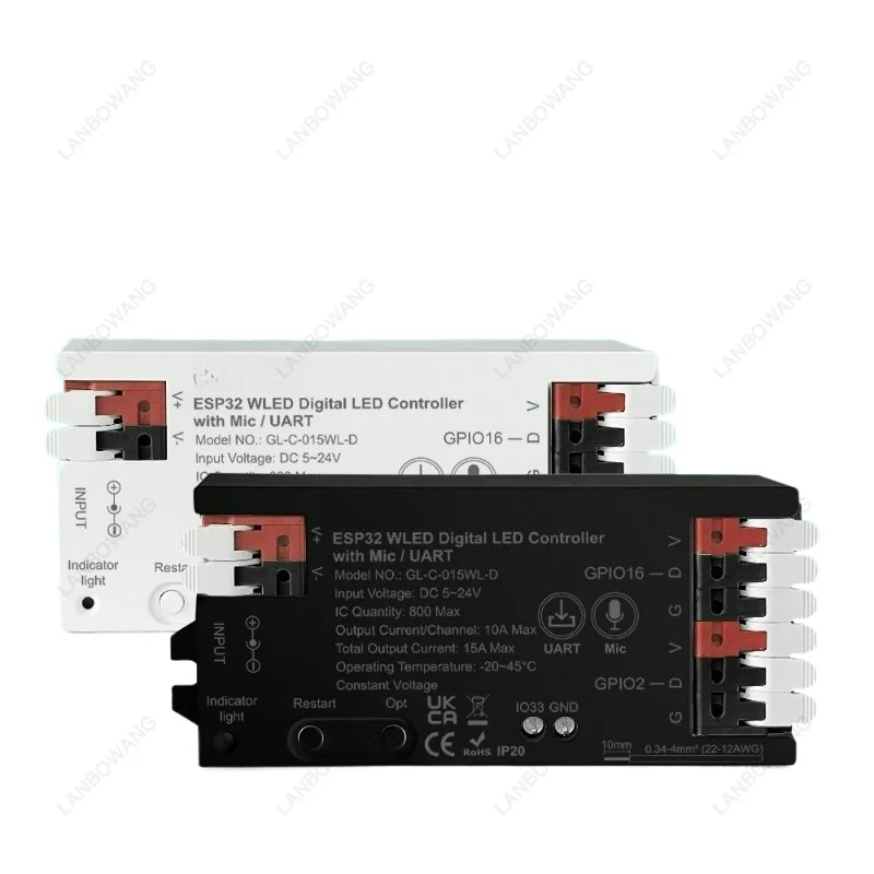 ESP32 8266 WLED LED Strip Controller DC5-24V Digital RGB Light Driver With MIC Music Sync Download Function