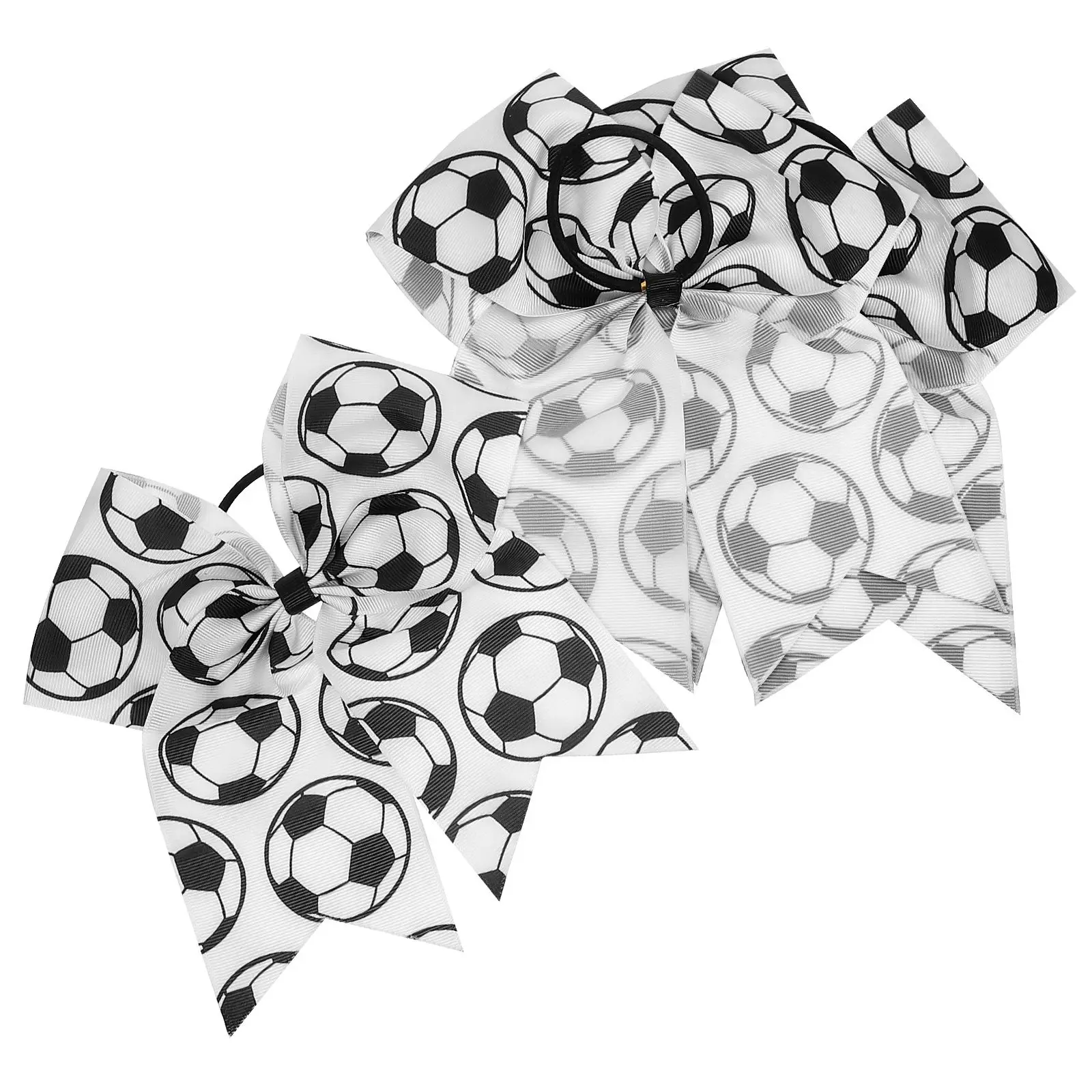 

3 Pcs Football Bows Large Bow Tie Elastic Hair Ties Kids Accessories White Grip Comfortable Wear Stylish Design