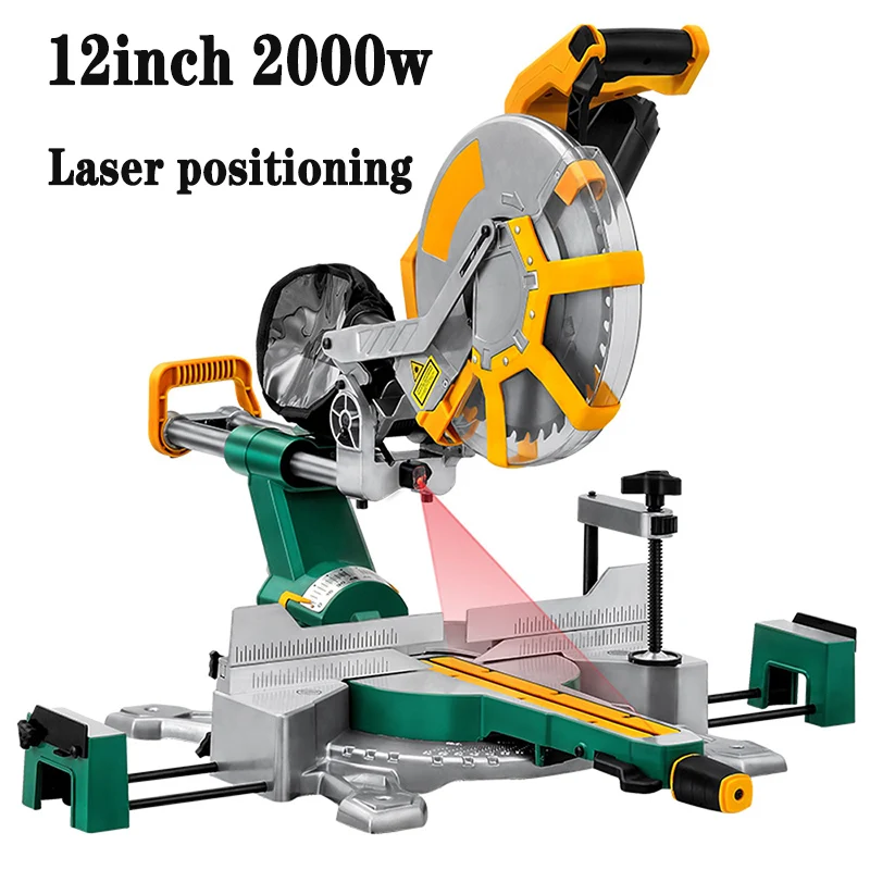 12 Inch 2000W Drawbar Miter Saw High Precision Woodworking Cutting Machine Laser positioning 45 Degree All Copper Equipment