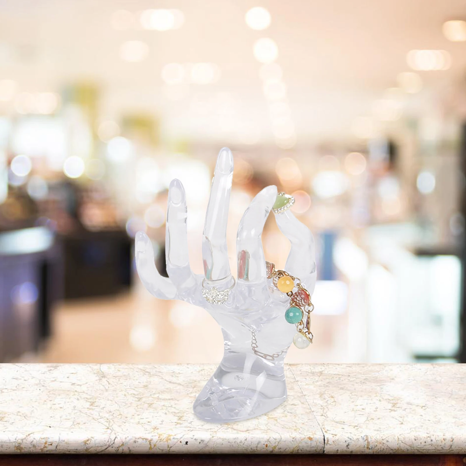 

Creative Hand Form Ring Display Stand Durable Transparent Jewelry Holder Wear Resistant Lightweight For Bracelets Watches Gloves