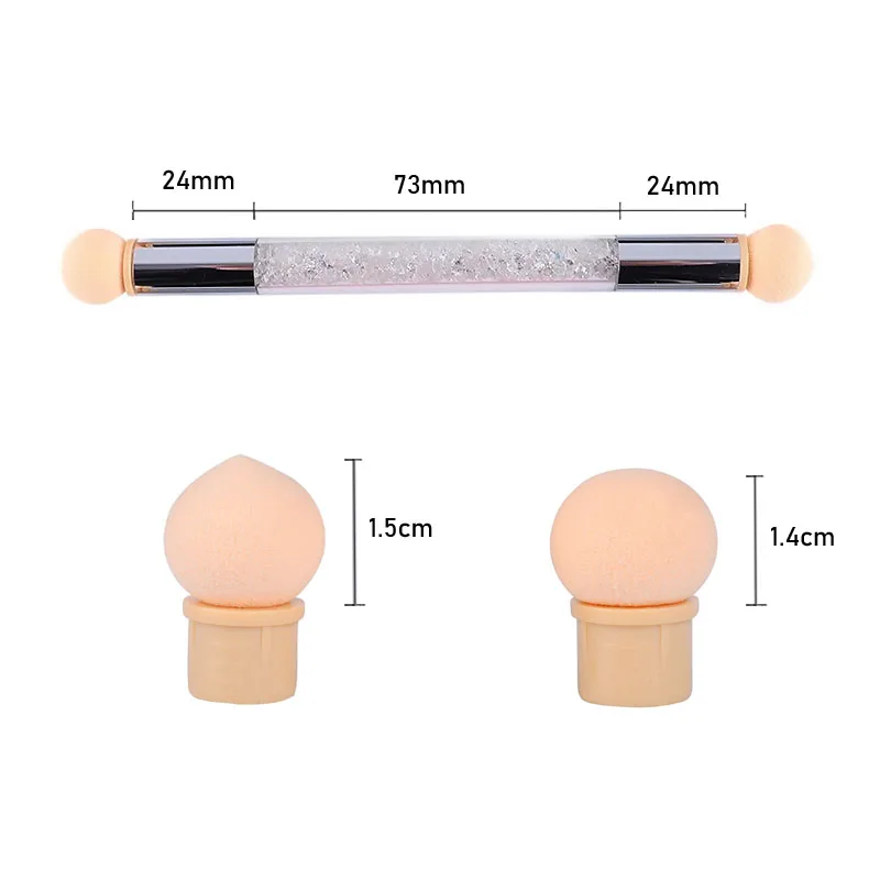 スポンジヘッド交換用ネイルカラーグラデーションブラシグリッターアートジェルポリッシュパウダードットペンマニキュアツール用 ZJS05