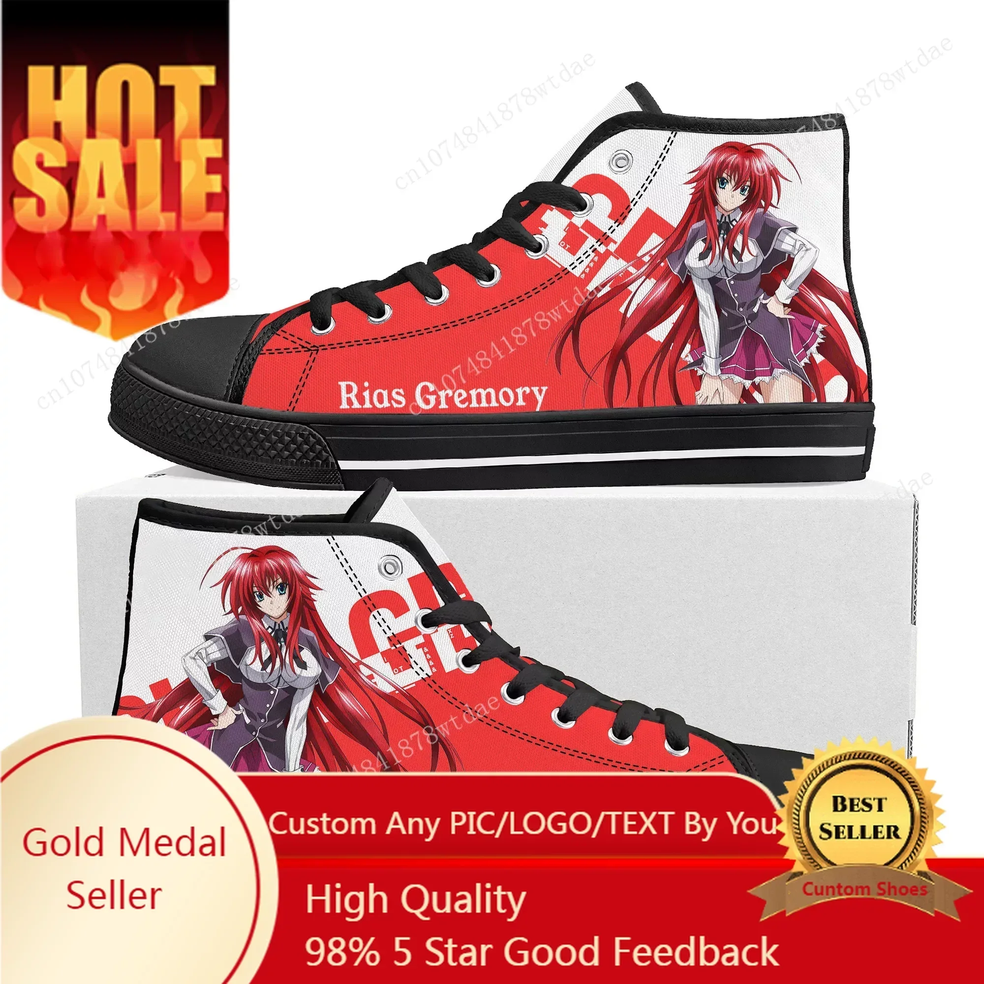 

Anime High School DxD High Top Sneakers Mens Womens Teenager Rias Gremory High Quality Canvas Sneaker Casual Custom Made Shoes