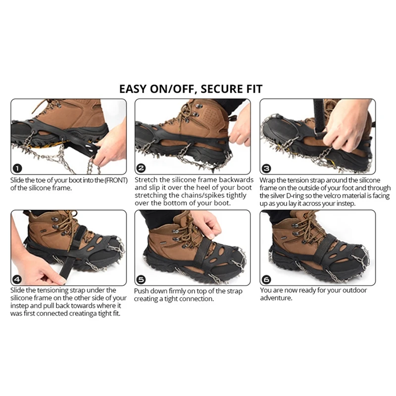 AB15-28-Tooth 201 Stainless Steel Outdoor Ice And Snow Anti-Skid Claws Welded Anti-Skid Shoe Covers With Ice Grippers