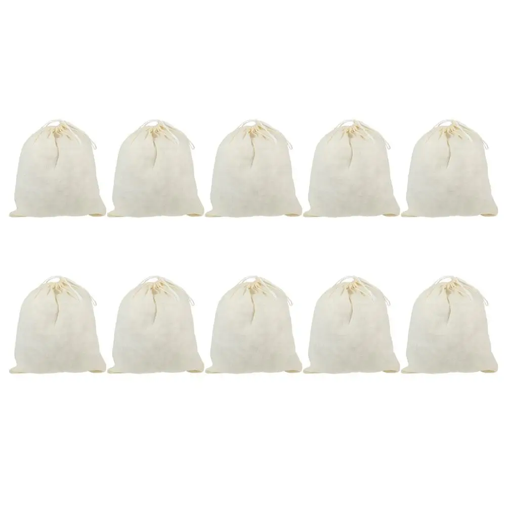 

10 Pcs Tea Filter Bag Reusable Cotton Spice Bags 18x20cm Strainer Soup Drawstring Kitchen Medicinal Herbs Coffee