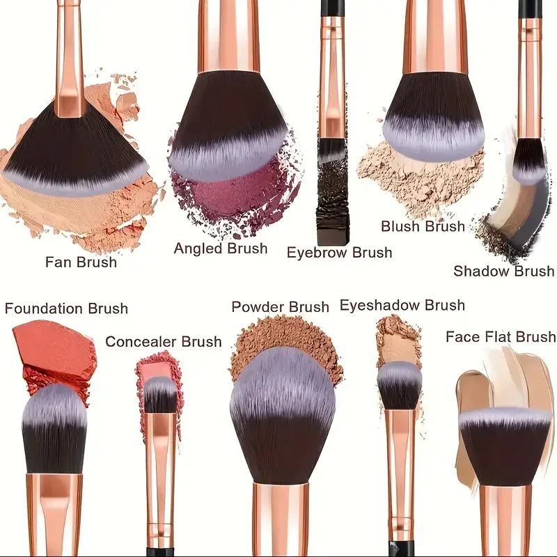 New 10pcs Makeup Brushes Set Foundation Blush Powder Eyeshadow Kabuki Blending Cosmetic Full Set Soft Fluffy Female Makeup Tools