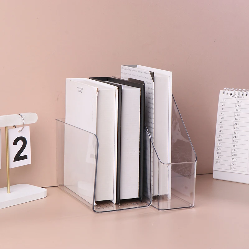 

Transparent Acrylic Bookends Stand Bookshelf Desktop Decorative Storage Rack Bookend Book Holder School Stationery