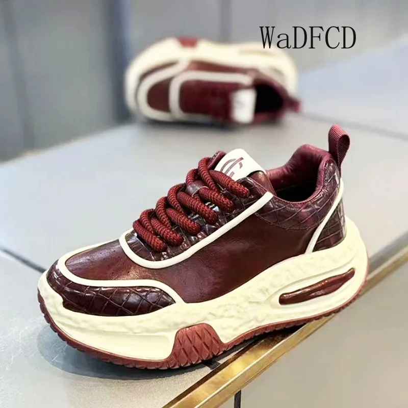 

Chunky Sneakers Men Original Designer Sport Shoes Fashion Casual Microfiber Leather Upper Height Increased Platform Tennis Shoes