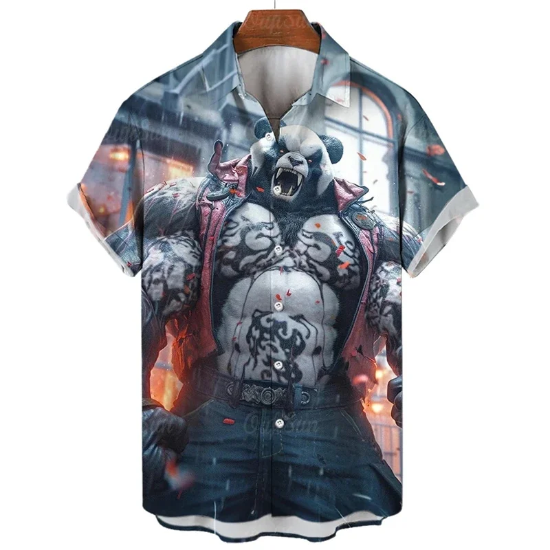 Chemises à manches courtes pour hommes avec imprimé animal Orc Kokor, vêtements décontractés, t-shirts cool de rue, chemises baggy, 03