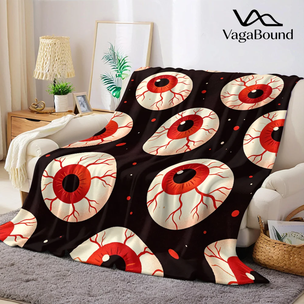 Spooky Cartoon Eyeballs Flannel Blanket Warm Soft Halloween Christmas All-Season Couch Decorative Cozy Warm Gift