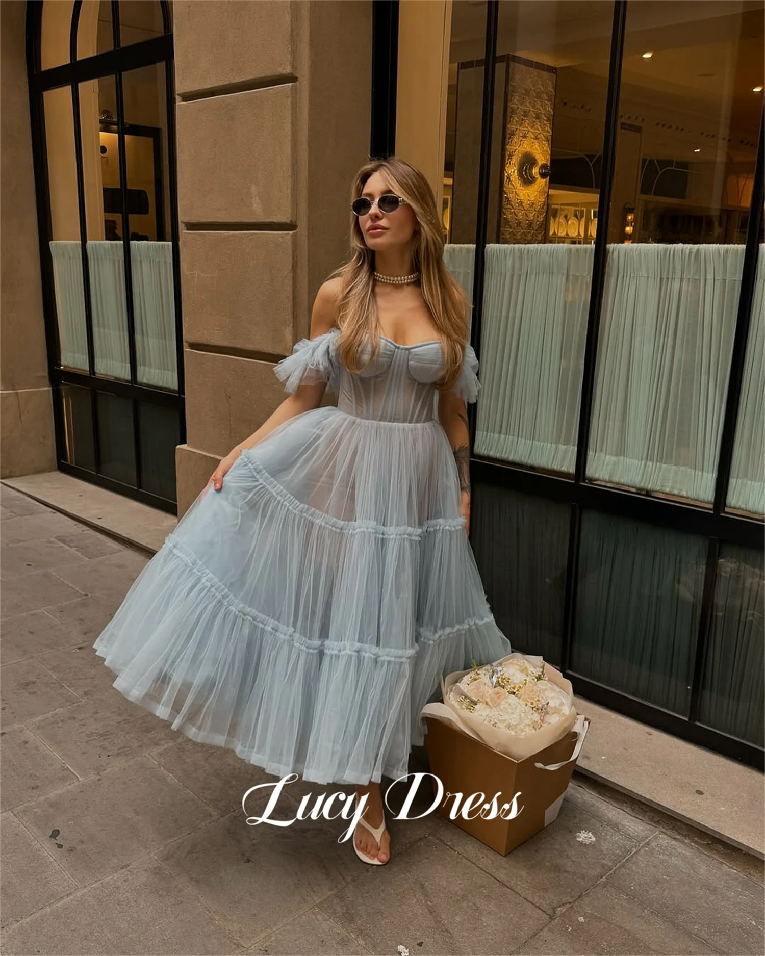 

Lucy Customized Mesh Sharon Happy Evening Dresses Party Dress 15 Quinceanera Dress Elegant Gowns prom dresses cocktail dresses