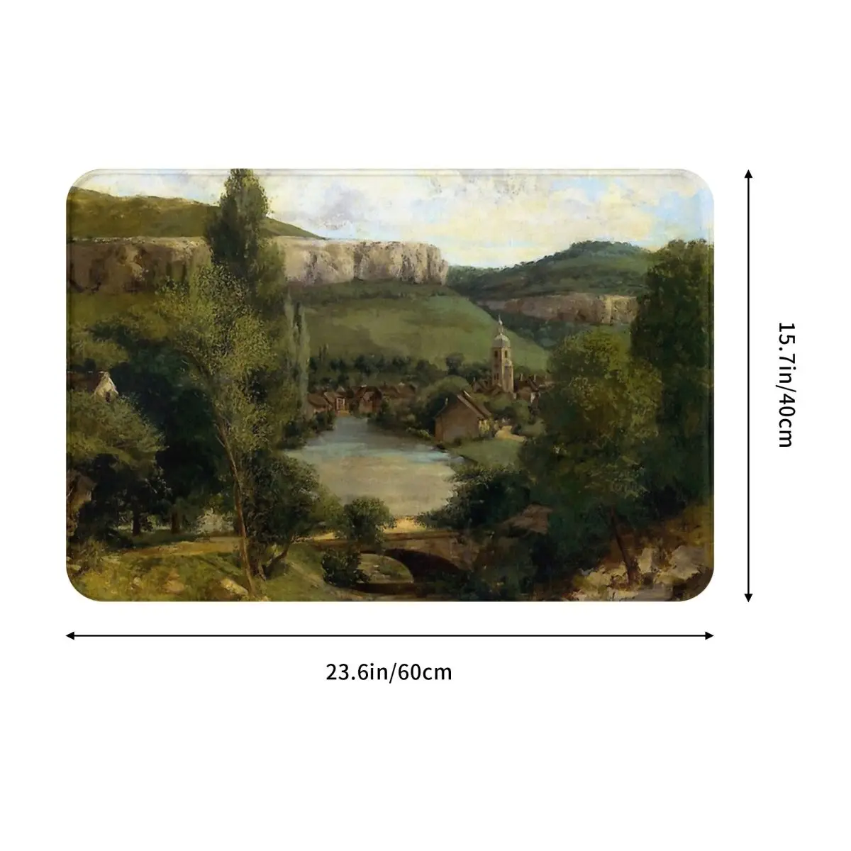 Gustave Courbet Non-slip Doormat View Of Ornans Bath Kitchen Mat Welcome Carpet Flannel Modern Decor image 3