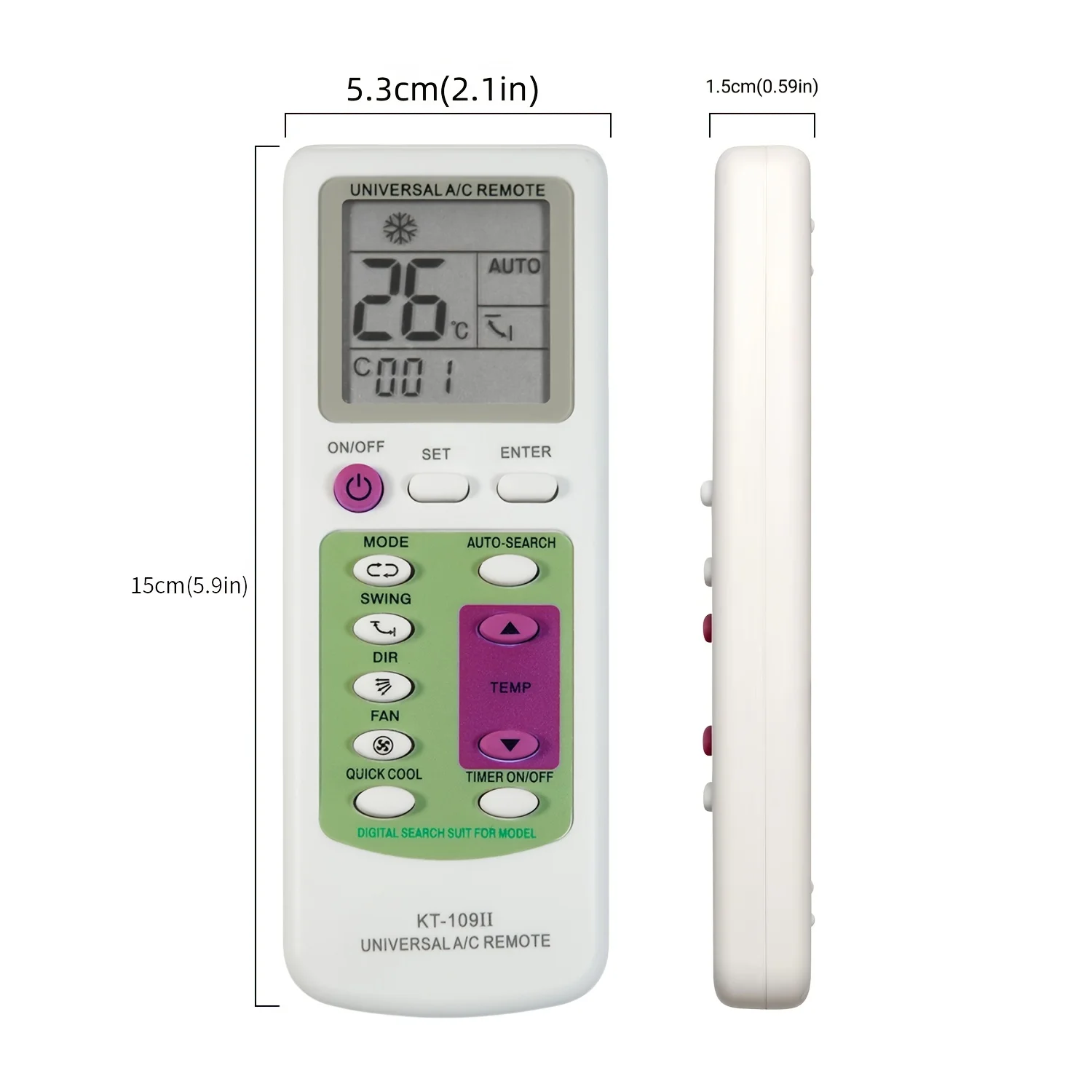 KT-109II Universal Air Conditioner Remote Control Replacement Suitable for Various Types of Air Conditioners Comes with Manual