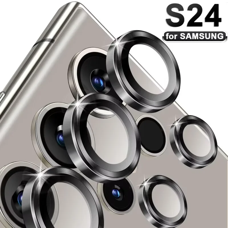 Camera Lens Tempered Glass Flim Protective for Samsung Galaxy S24 S24 Plus S24 Ultra Anti-scratch HD Metal Individual Ring Cover