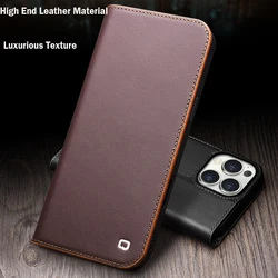 QIALINO Genuine Leather Flip Case for iPhone 17 Plus Handmade Fashion Cover with Card Slots for iPhone 16 15 14 13 Pro Max 17Air