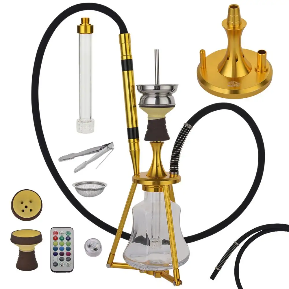 Hot Sale New Design Clear Glass Shisha Hookah with Shisha Bag Pipe Tweezers Set