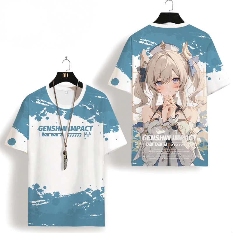 New Popular Game Genshin Impact Barbara T-shirts 3D Print Men Women Short Sleeve O-Neck t shirt Fashion Harajuku Anime Tees Tops