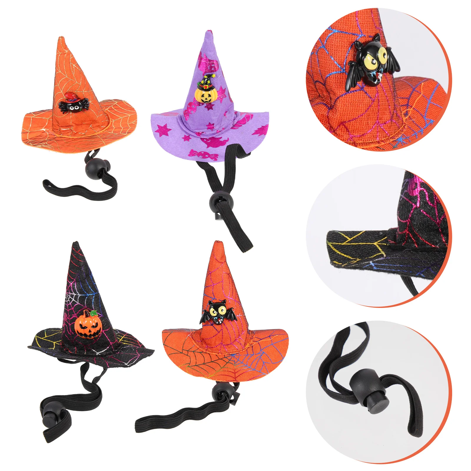 

4 Pcs Halloween Hat Breathable Pet Hats Themed Witch Dog Adorable Cosplay Cloth Decorative Sturdy Multi-function