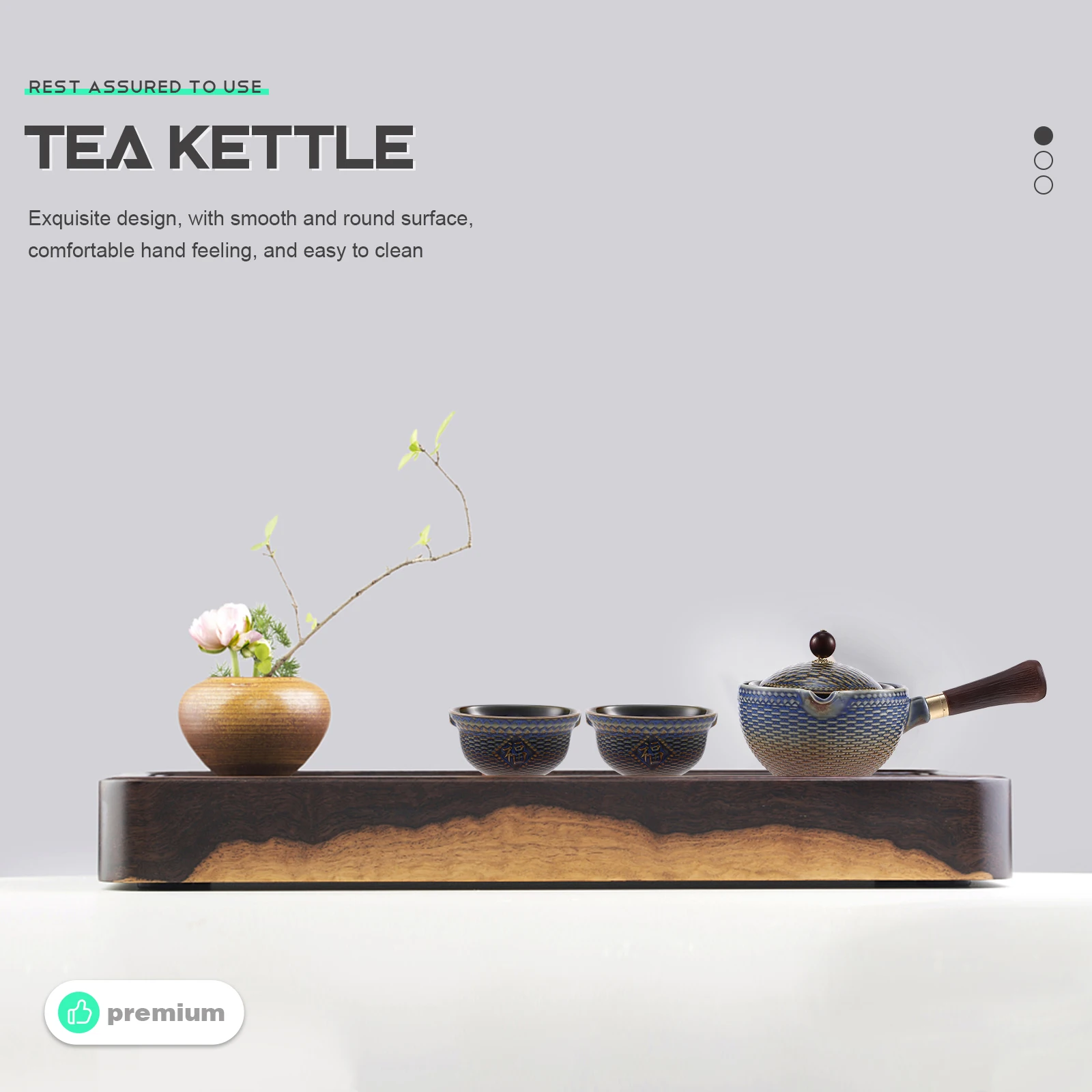 

Ceramic Teapot Side Handle 360 Degree Rotation Pot Bamboo Cover Kitchenware Tea Brewing Easy Clean Home Office Gift