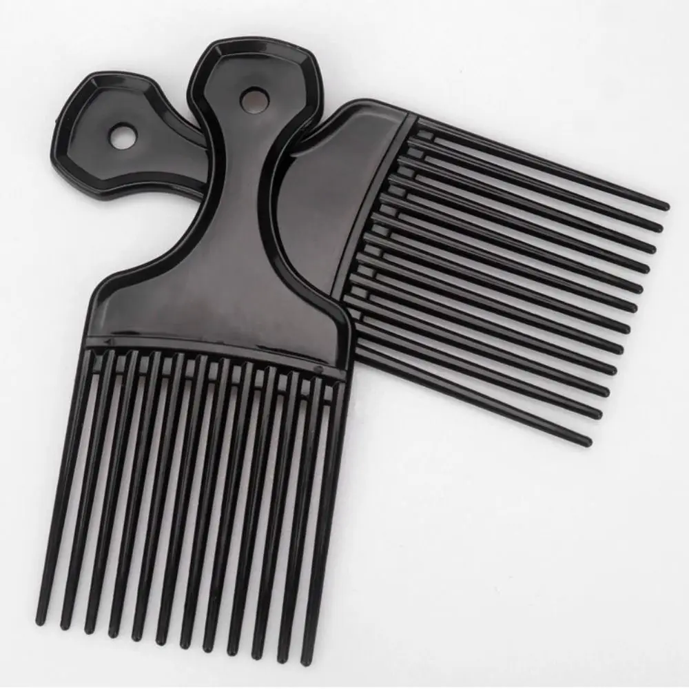 Curly Afro Plastic Fork Hairbrush Black Wide Teeth Insert Hair Combs Anti-Static Professional Pick Comb Salon