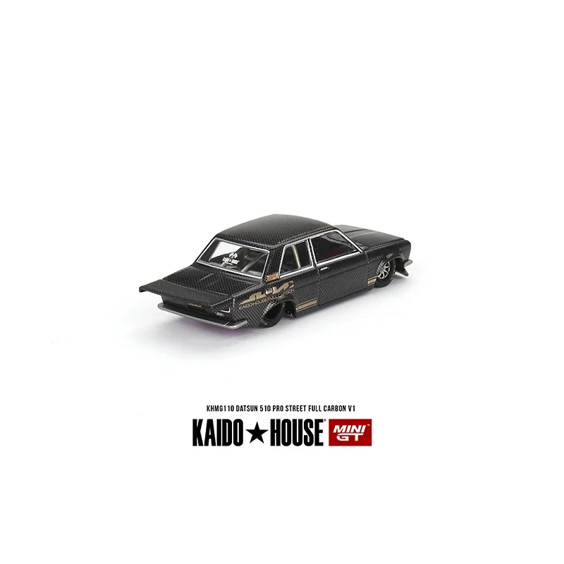 MINIGT KHMG110 In Stock 1:64 Datsun 510 Pro Street Full Carbon V1 Openable Hood Diecast Diorama Car Model Kaido House